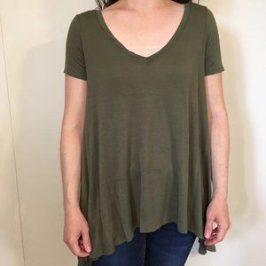 olive green short sleeve flowy top (XS)